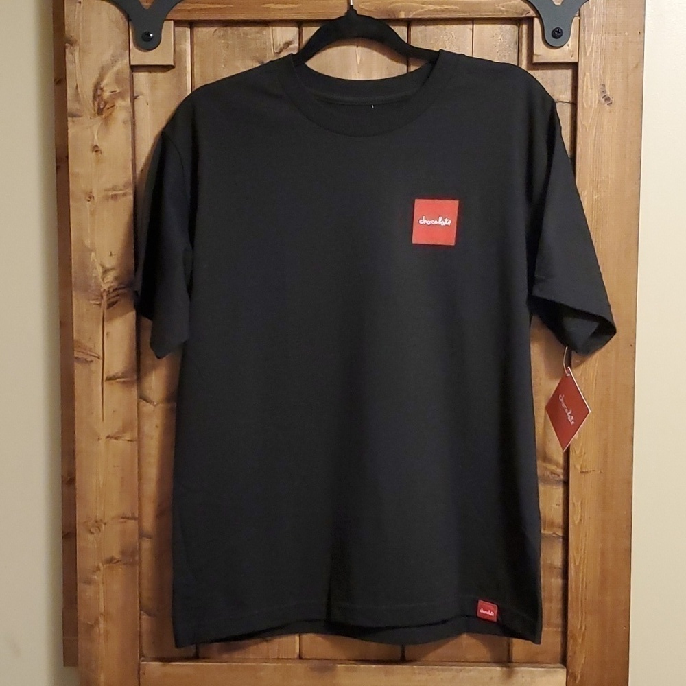 Chocolate Black Red Square Cotton Short Sleeve Tshirt Size Youth XL
